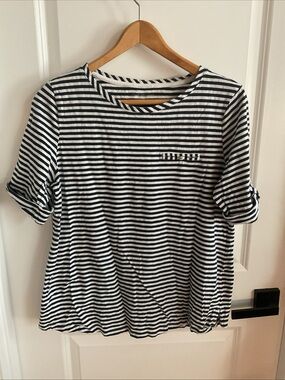 croft & barrow - Navy & White Striped Tee - Ladies Size XL